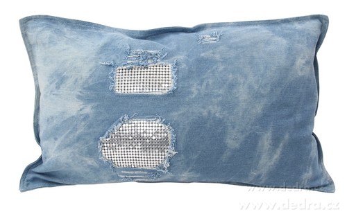 Potah na polštář, jeans - s lesklou, 50 x 30 cm